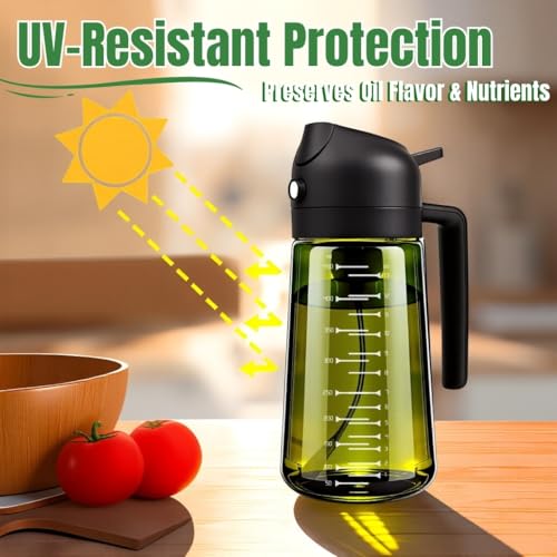 2-in-1 Olive Oil Sprayer and Dispenser - 16oz Glass Spray Bottle