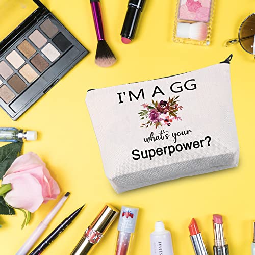 Gigi Gifts for Grandma Makeup Bag - I'm a GG What's Your Superpower, White