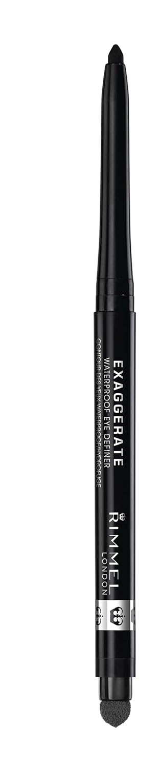 Rimmel London Exaggerate Waterproof Eyeliner - Highly Pigmented, Long-Wearing | Deep Ocean, 0.01oz