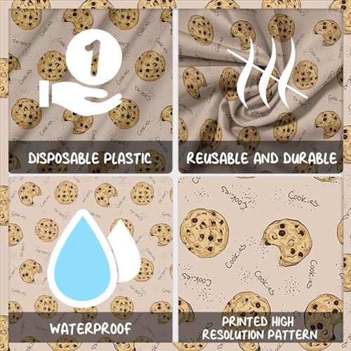 Chocolate Chip Cookie Tablecloth - 53x98 Inch Rectangle for Parties