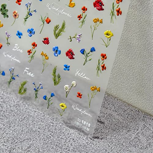 Dedyel 5D Embossed Wildflower Nail Stickers - Spring Floral Designs