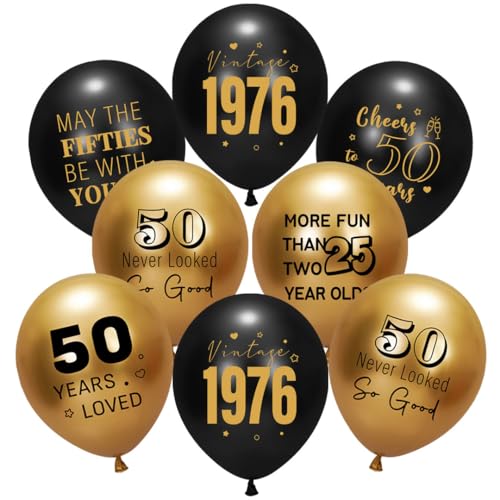 50th Birthday Balloons - Black Gold Party Decorations (30pcs)