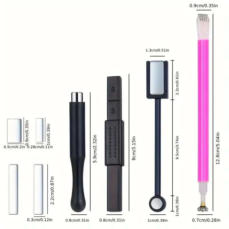 19PCS Cat Eye Nail Magnet Kit - 10 Patterned Boards & Tools