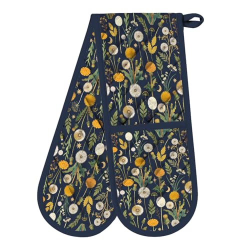 Dandelion Double Oven Mitts - Cute Heat Resistant Kitchen Gloves