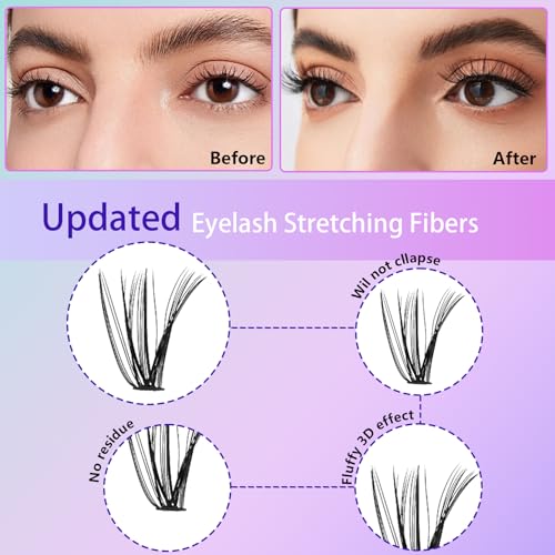 Yilatao Wispy C Curl False Eyelash Clusters for DIY Extensions - Black-1