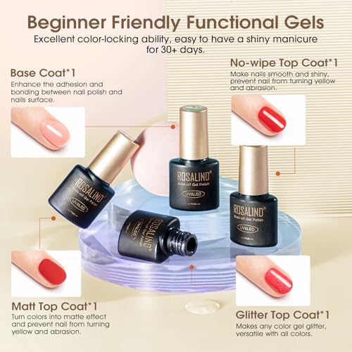 ROSALIND 30pcs Fall Winter Gel Nail Polish Set with Base & Top Coats