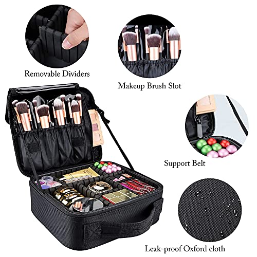GZCZ Small Travel Makeup Bag - Portable Cosmetic Train Case with Strap