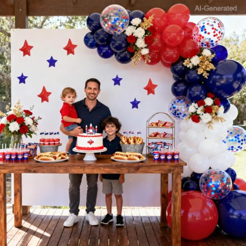 Red, White & Blue Balloon Arch Kit - 129 PCS for Parties