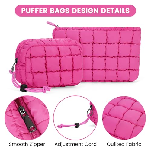 Rose Quilted Makeup Bag & Zip Card Pouch - Stylish Travel Organizer
