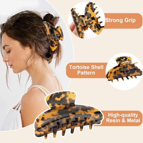 FASOTY Tortoise Shell Hair Claw Clips Set - Large Non-Slip Hair Accessories for Women
