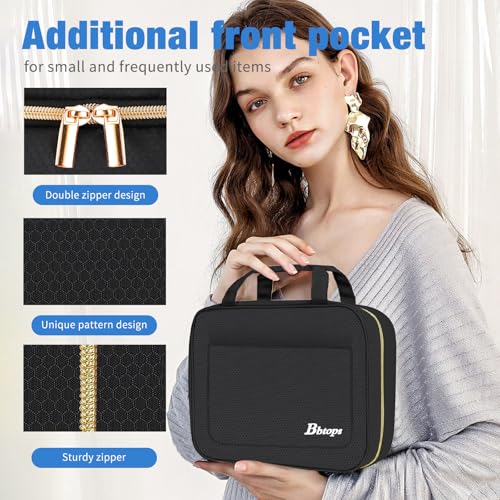 Bbtops Black Large Hanging Toiletry Bag for Women - Water-Resistant Makeup Organizer