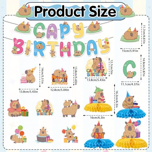 Capybara Birthday Party Decorations - 14PCS Banners & Centerpieces