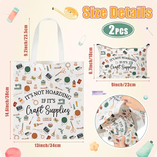 Y1tvei Canvas Tote Bag with Makeup Pouch - Reusable Gift