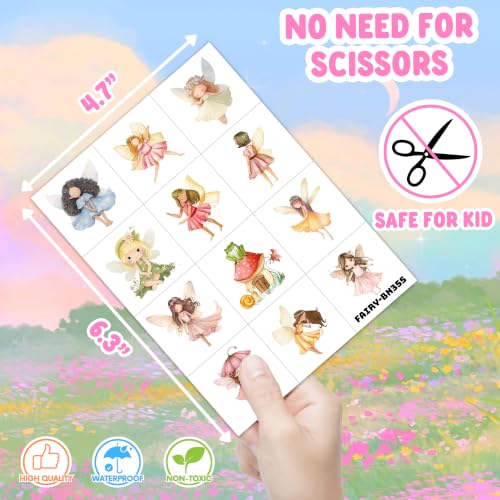 60 PCS Fairy Temporary Tattoos for Kids - Woodland Theme Party Favors