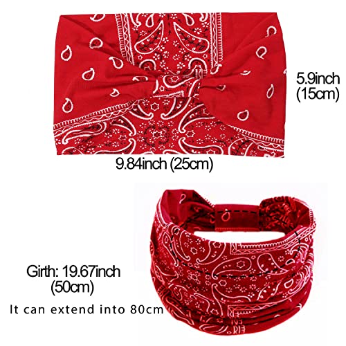 CAKURE Set of 2 Boho Wide Turban Headbands for Women & Girls – Elastic, Knotted Hair Wraps