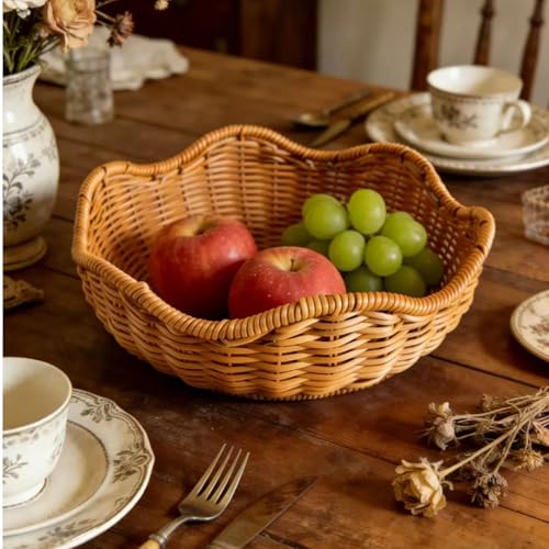 Handmade Woven Rattan Decorative Storage Basket, 8.66 Inch