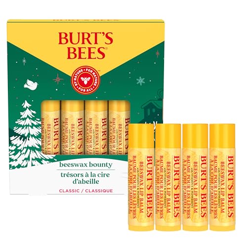 Burt's Bees Beeswax Lip Balm Set - Original 4-Pack with Peppermint, Holiday Gift
