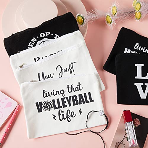 Volleyball Canvas Makeup Bags - 12 Piece Travel Cosmetic Pouch Set
