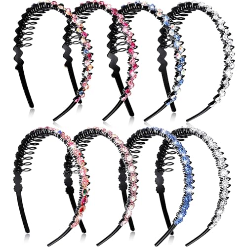 Syhood 8 Rhinestone Headbands for Women - 2 Flower Styles