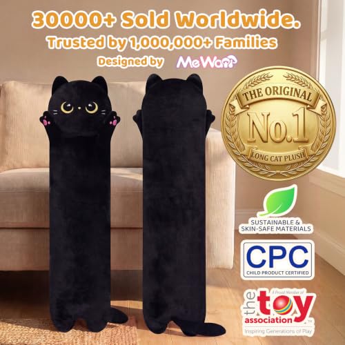 Mewaii Long Black Cat Plush Body Pillow - Cute Kawaii Design