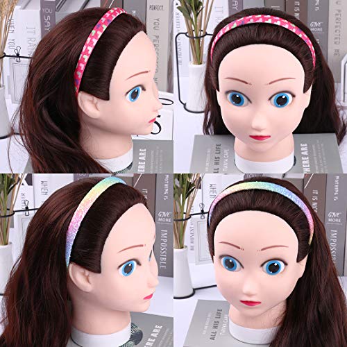 WANYU Rainbow 8 Pack Kids Headbands – Sequin Heart & Mermaid Hair Bands for Girls