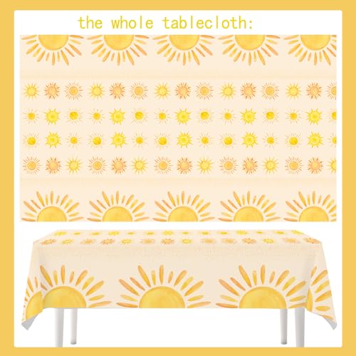 Boho Sunshine Table Covers - 4pcs Disposable Plastic for Baby Showers & Birthday Parties