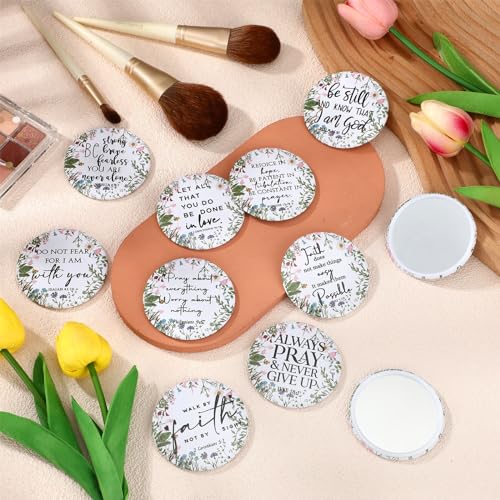 GlikCeil 40 Pcs Christian Compact Mirrors Bulk for Women & Gift, 10 Styles