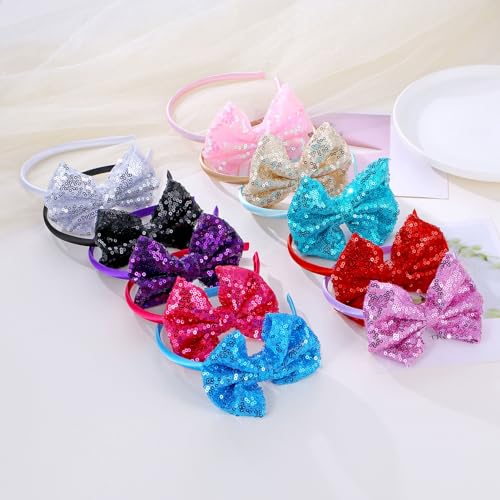 Sparkly Sequin Bow Headband for Girls and Women - Comfortable Glitter Hair Accessory
