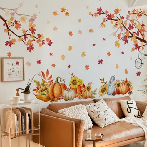 Autumn Maple Leaf Wall Decals - Removable Stickers for Decor