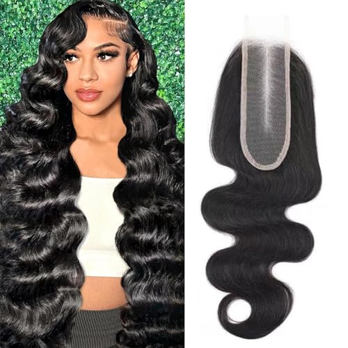 14 Inch Body Wave Lace Closure - 100% Virgin Human Hair, Pre-Plucked, Transparent Lace Frontal