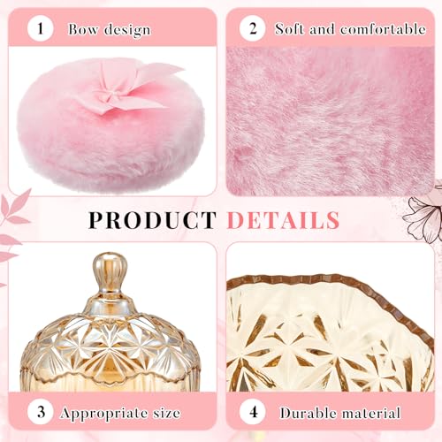 Tioncy 4 Pcs Large Body Powder Puff & Container Set - Diamond, Amber & Clear