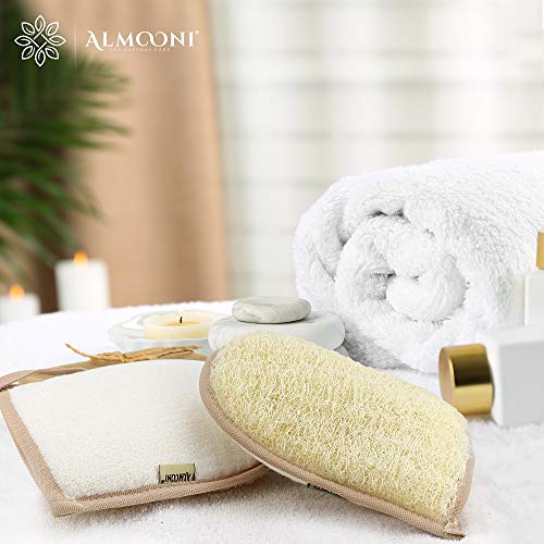 Natural Egyptian Loofah Gloves - Exfoliating Shower Mitts, 2 Pack