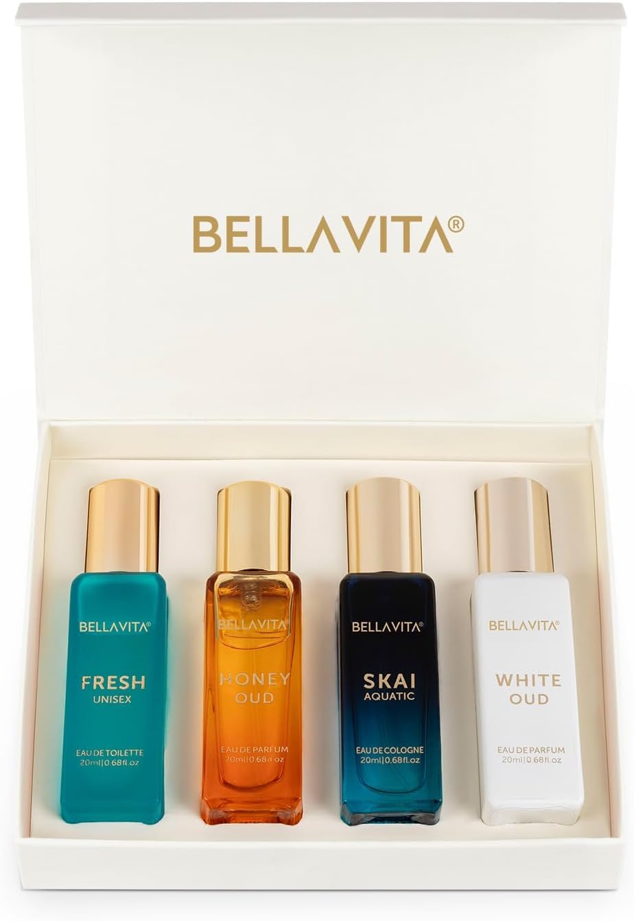 Bellavita Luxury Unisex Perfume Gift Set - Honey Oud & White Oud | 80ml | Unique Fragrance for Men & Women