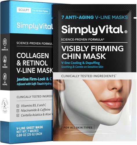 7 pcs V Line Lifting Mask with Collagen Hyaluronic Retinol & Niacinamide for Jaw & Neck Firming