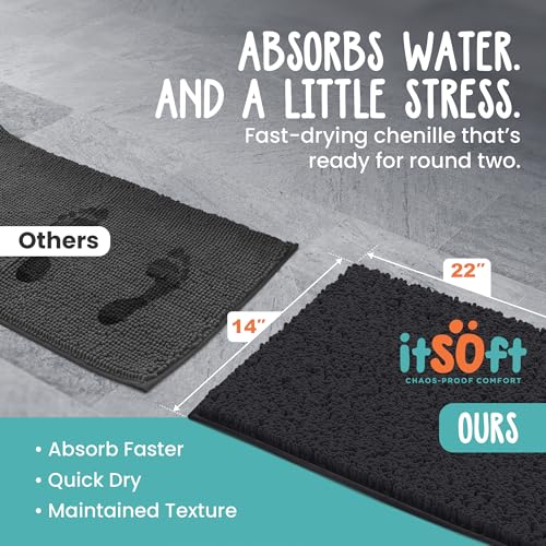 ITSOFT Chenille Bath Mat 22"x14" - Soft, Absorbent & Non-Slip