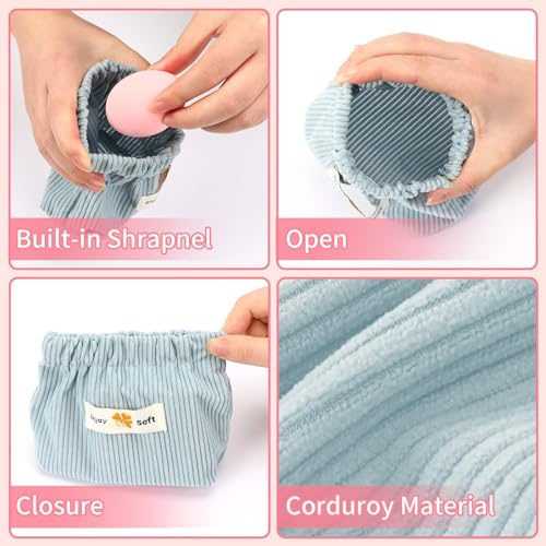 6-Piece Corduroy Elastic Hair Tie Organizer Set - Makeup Pouch