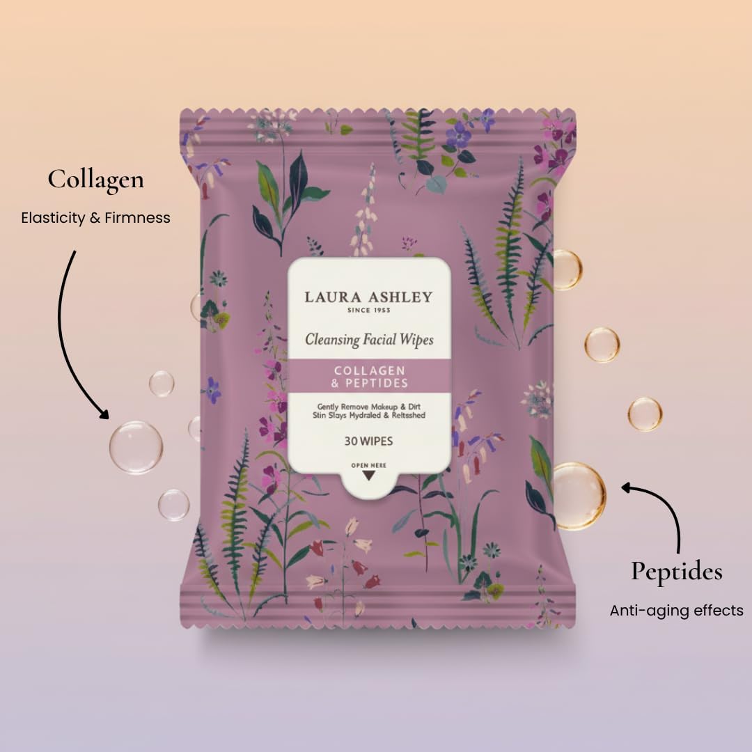 Laura Ashley Face Wipes - Cleansing Makeup Remover with Vitamin C & Retinol | 4 Pack, 120 Pcs