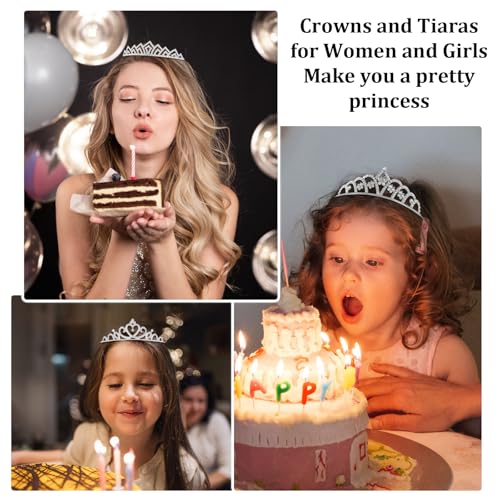 12-Piece Silver Rhinestone Tiara Set for Women and Girls Princess Crowns