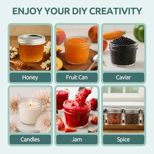 Tecohouse 4 oz Mini Mason Jars - Airtight Glass Containers, 2 Pack