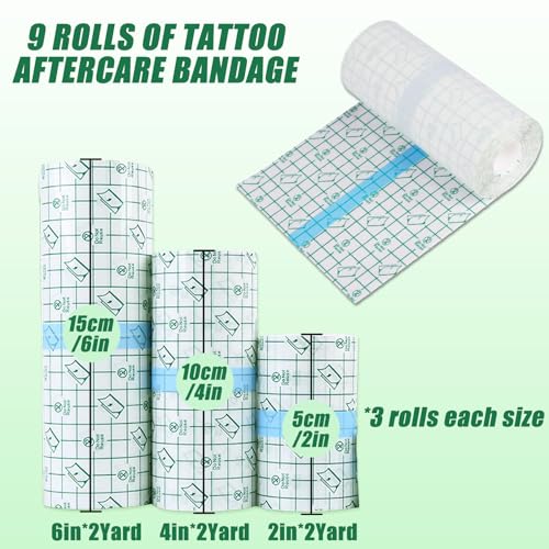 YONGDA Second Skin Tattoo Cover Up Tape - 9 Rolls (2in/4in/6in x 2 Yards) Waterproof & Latex-Free