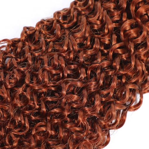 HuxoWax Copper Red Water Wave Human Hair Bundles #33 W / 14 Inch, Brazilian Virgin Remy Hair, Soft & Silky, 100g