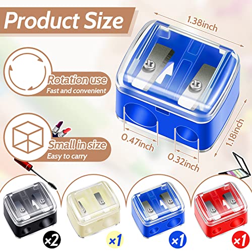Chuangdi 5 Pack Dual Hole Makeup Pencil Sharpeners for Eyeliner & Lip Liner