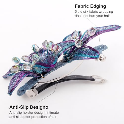 Mistofu Handmade Copper Wire Butterfly Barrette with Crystals