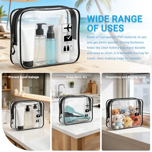 Ezdjozr TSA Approved Clear Toiletry Bag 3pcs Medium Carry-On Travel Organizer