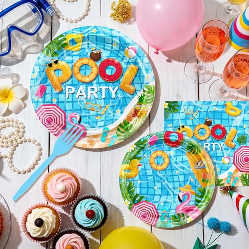 Avezano 96-Piece Pool Party Disposable Plates & Napkins Set for 24 Guests
