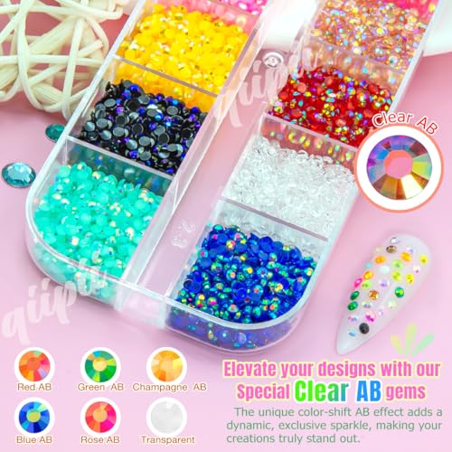 qiipii 36 Color 2mm Jelly Rhinestones for DIY Crafts & Nail Art