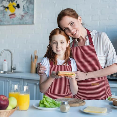 4 Pack Matching Parent and Child Striped Aprons Set