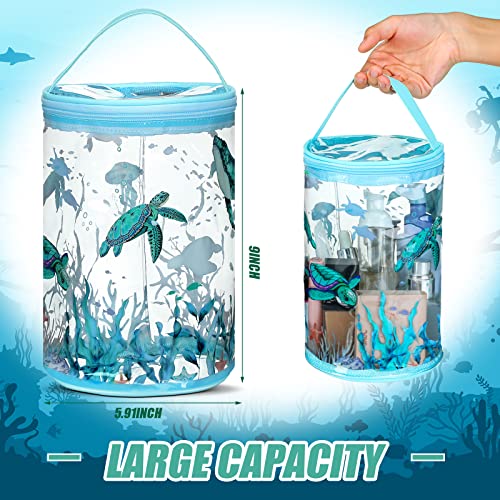 Sanwuta Clear Waterproof Travel Toiletry Bag, Ocean Pattern Cosmetic Pouch