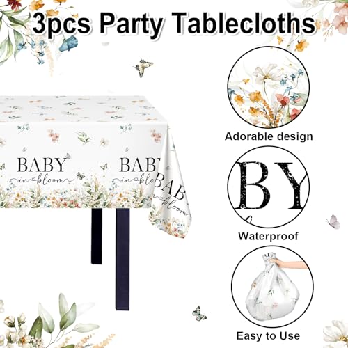 3 Pcs Happy Retirement Tablecloths - Wildflower Design, 108x54 in