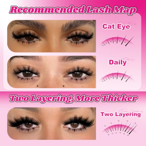 MilyBest Rozen Lash Clusters with Spikes & Bottom Lashes - 10-18mm D-Curl, Fairy Glam, Beginner Friendly (Lashes Only)